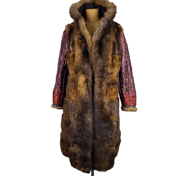 Rajac Vintage Brown Leather Fur Coat - Picture 7 of 13